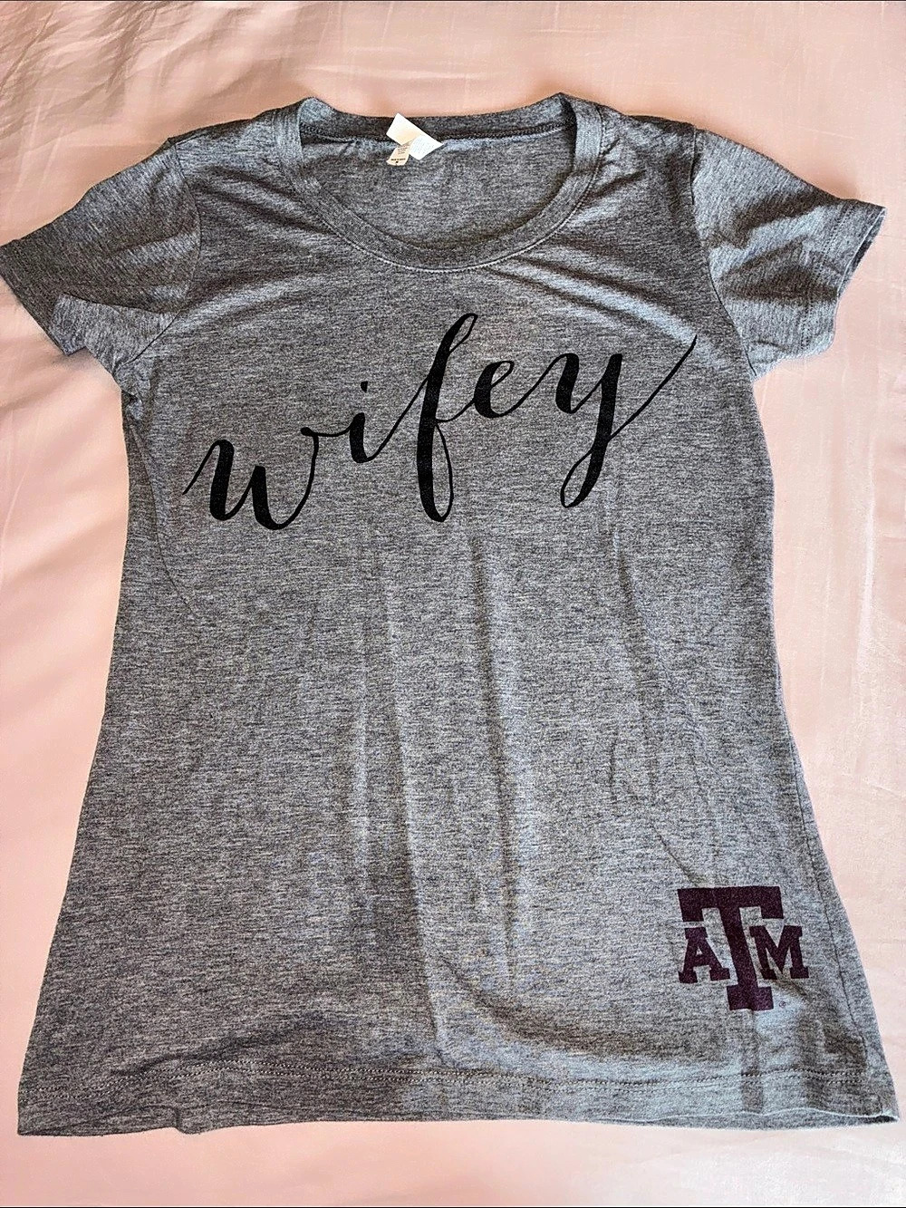 Texas A&M Gray Wife Graphic Short Sleeve Tee Size Medium